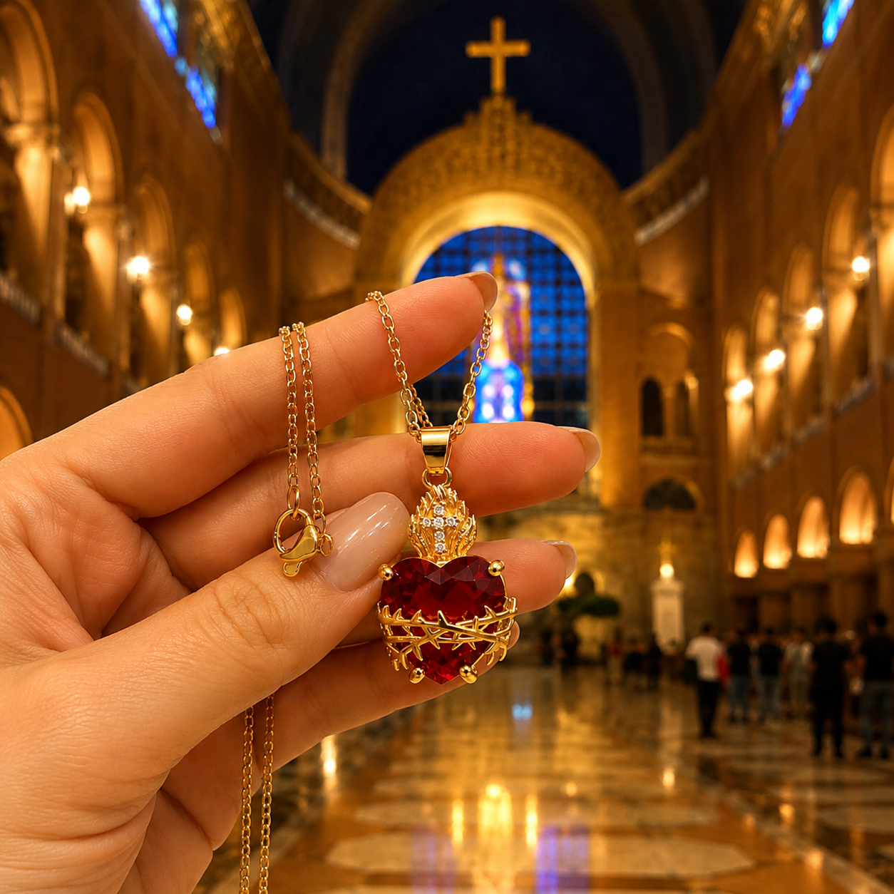 Colar Sagrado Amor Eterno ouro 14k