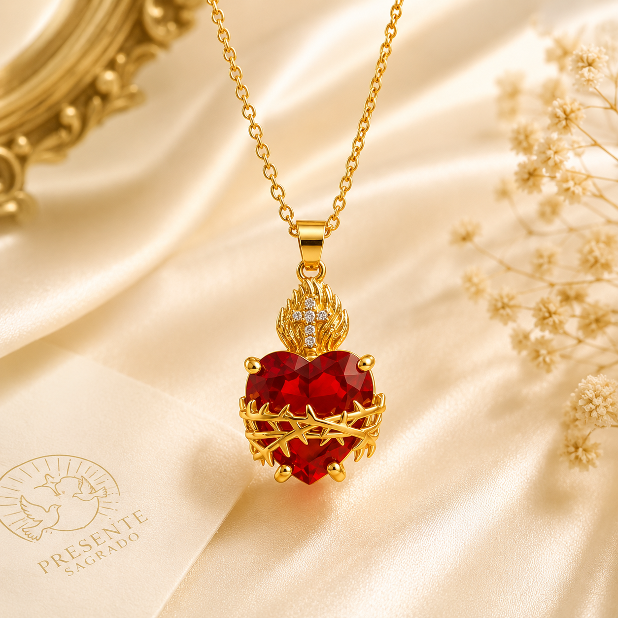 Colar Sagrado Amor Eterno ouro 14k